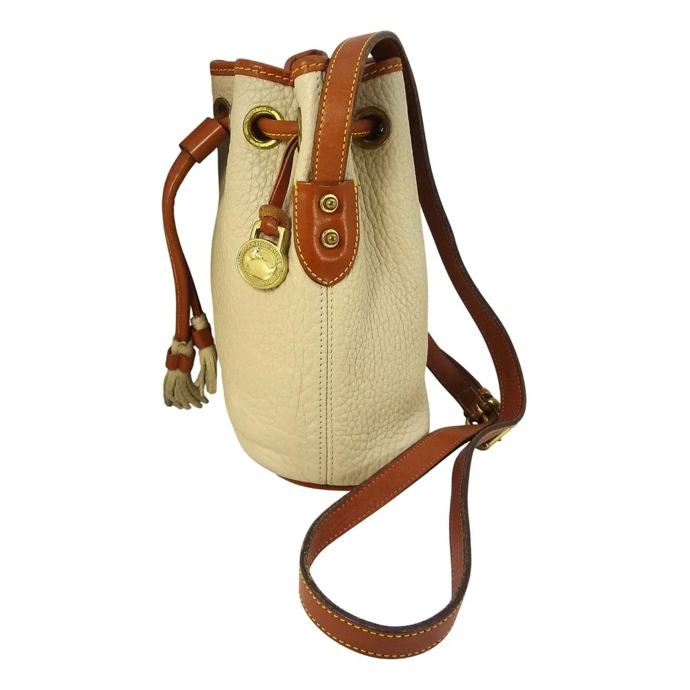 Vintage Dooney Bourke All Weather‎ Sm Drawstring Bucket Bag Leather Crossbody - Picture 4 of 10
